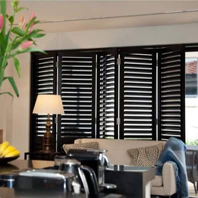 black retractable shutters