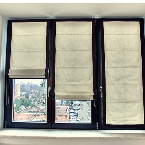 white roman blinds