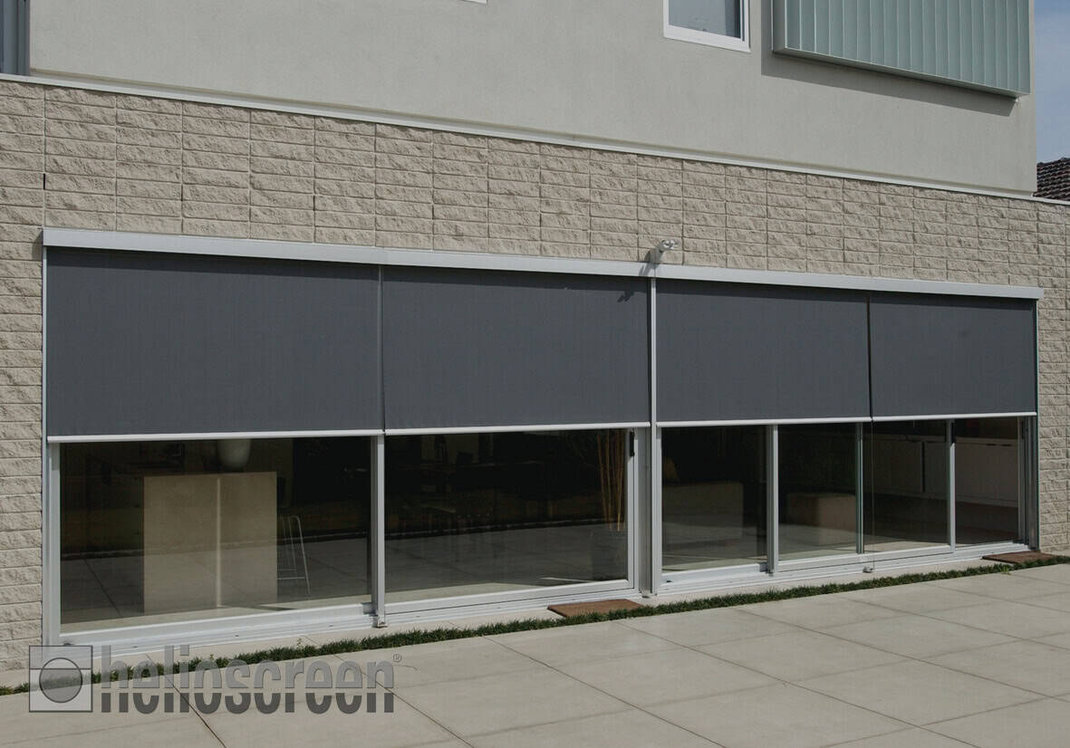 roll up awning Outdoor roller blinds on modern building.